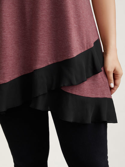 Color Contrast Overlap Hem Flared Top
