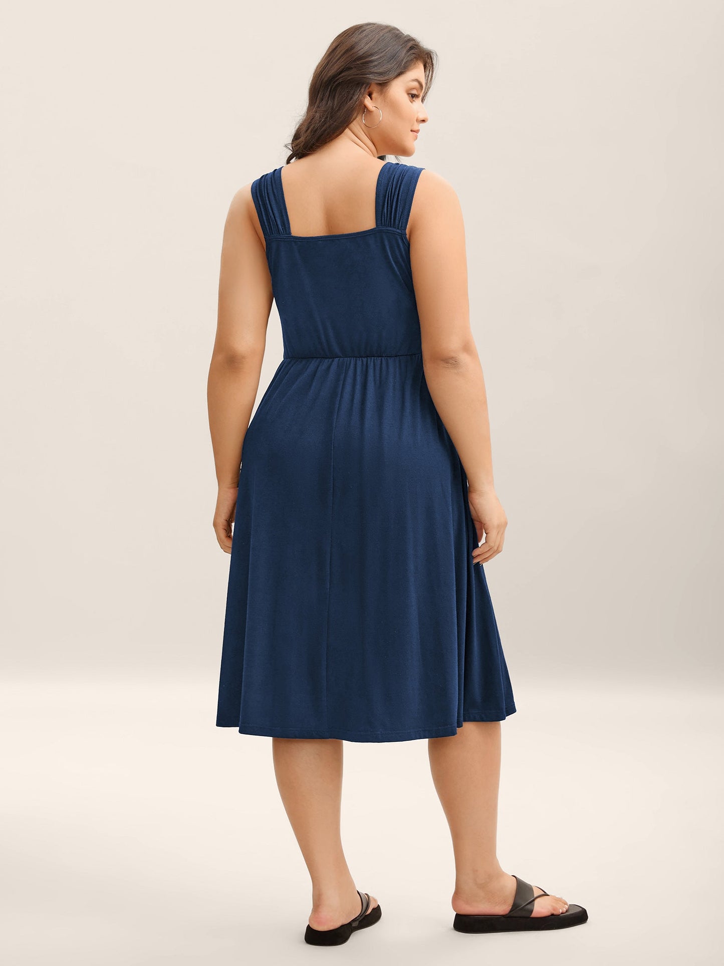 Crosswrap Bodice Pockets Midi Dress