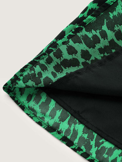 Leopard Print Tie Knot Lantern Sleeve Blouse