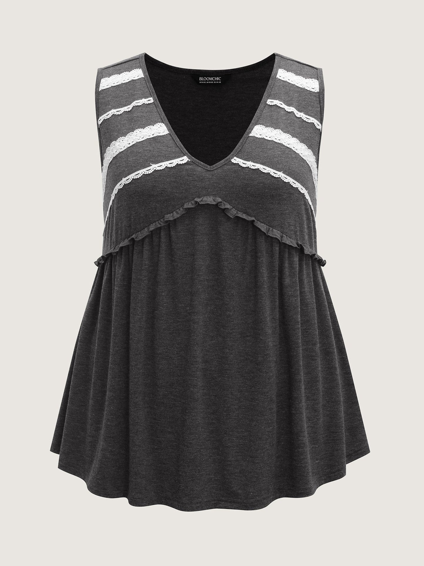 Lace Trim V-Neck Tank Top