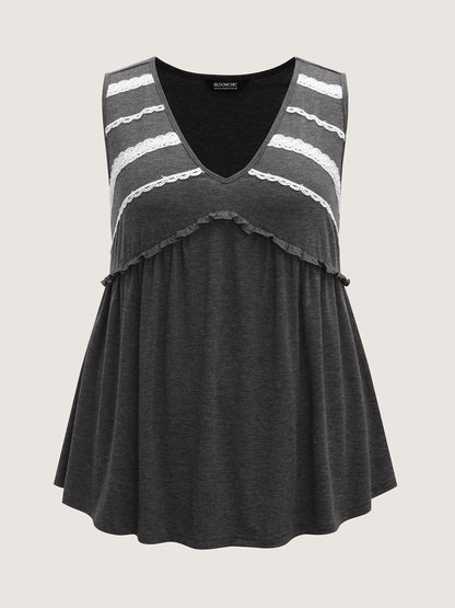 Lace Trim V-Neck Tank Top