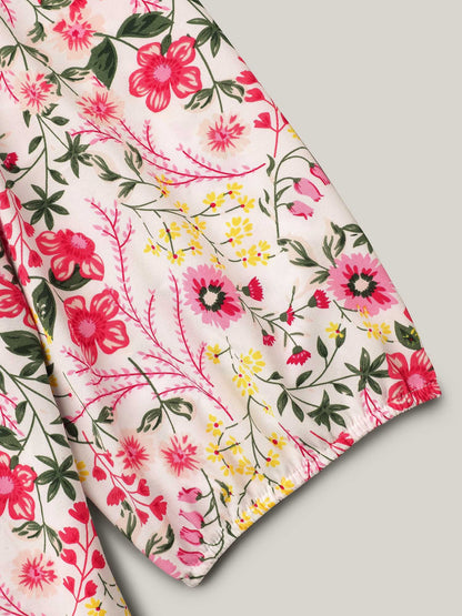 Floral Print Notched Collar Shirt