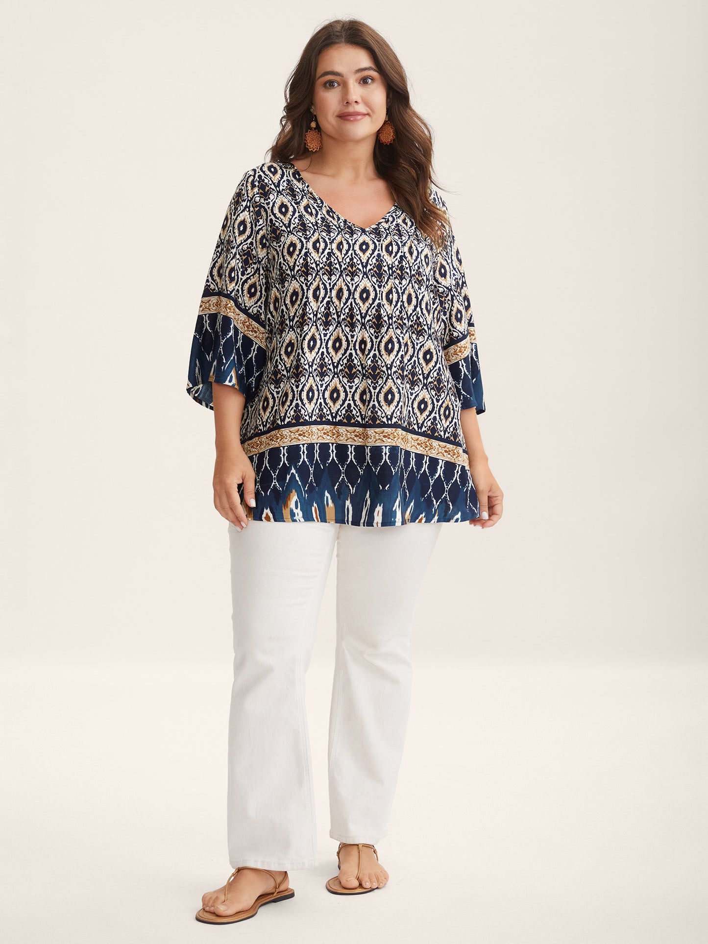 Pin-Tuck Pleat Ornate Print Relaxed Fit Shirt