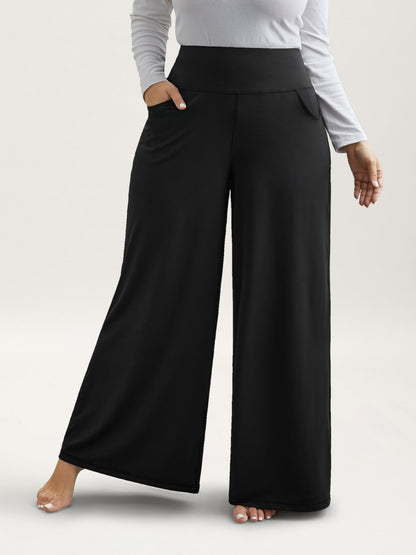 Super Stretchy Wide-Leg Casual Pocket Pants