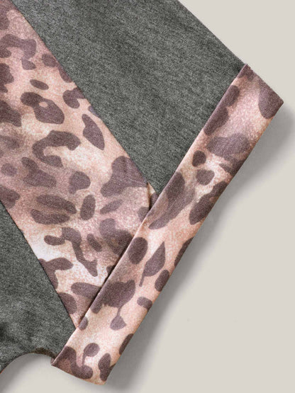 Leopard Print Color Contrast T-Shirt