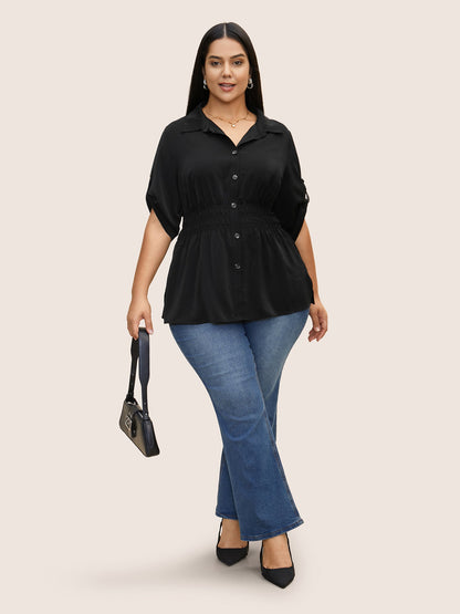 Shirt Collar Button Cuff Sleeve Blouse