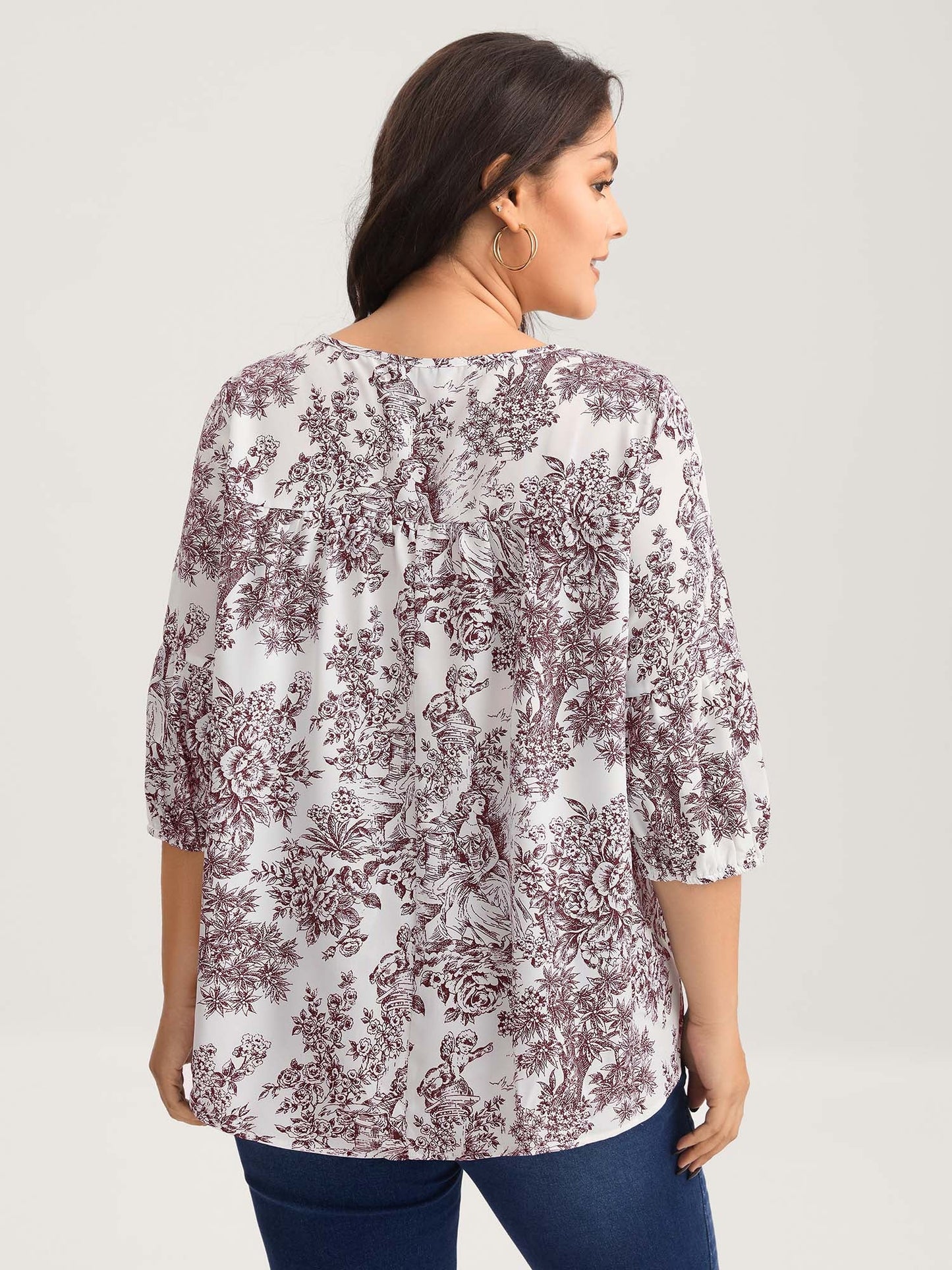 Artistic Print A-Line Blouse