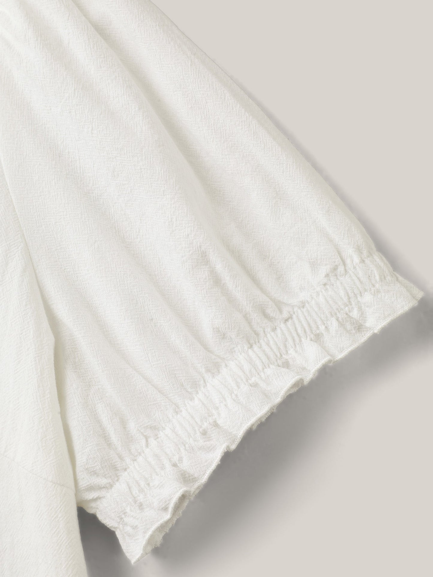 Pure Cotton Ruffled Puffy Sleeve Blouse