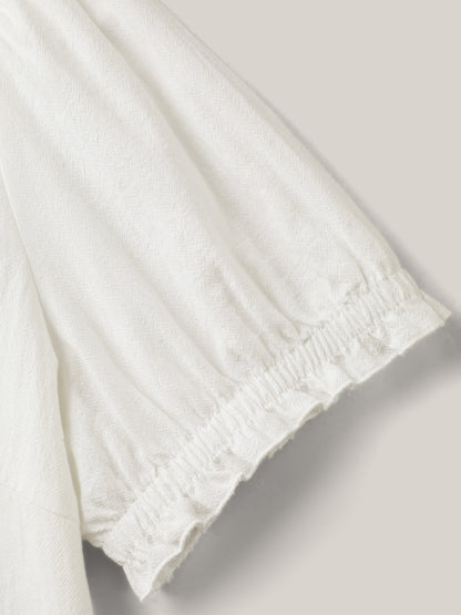 Pure Cotton Ruffled Puffy Sleeve Blouse