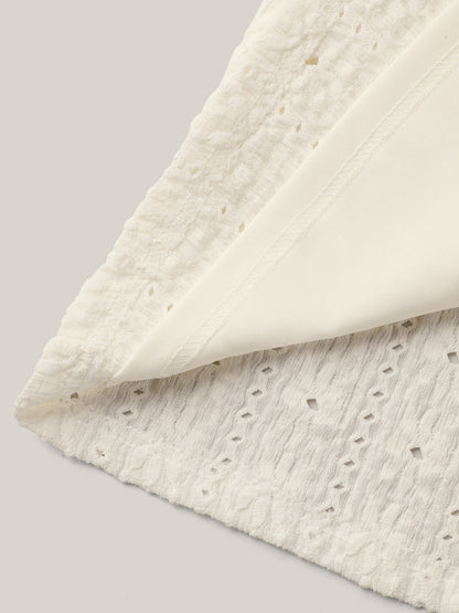 Textured Pleated Split Neck T-Shirt