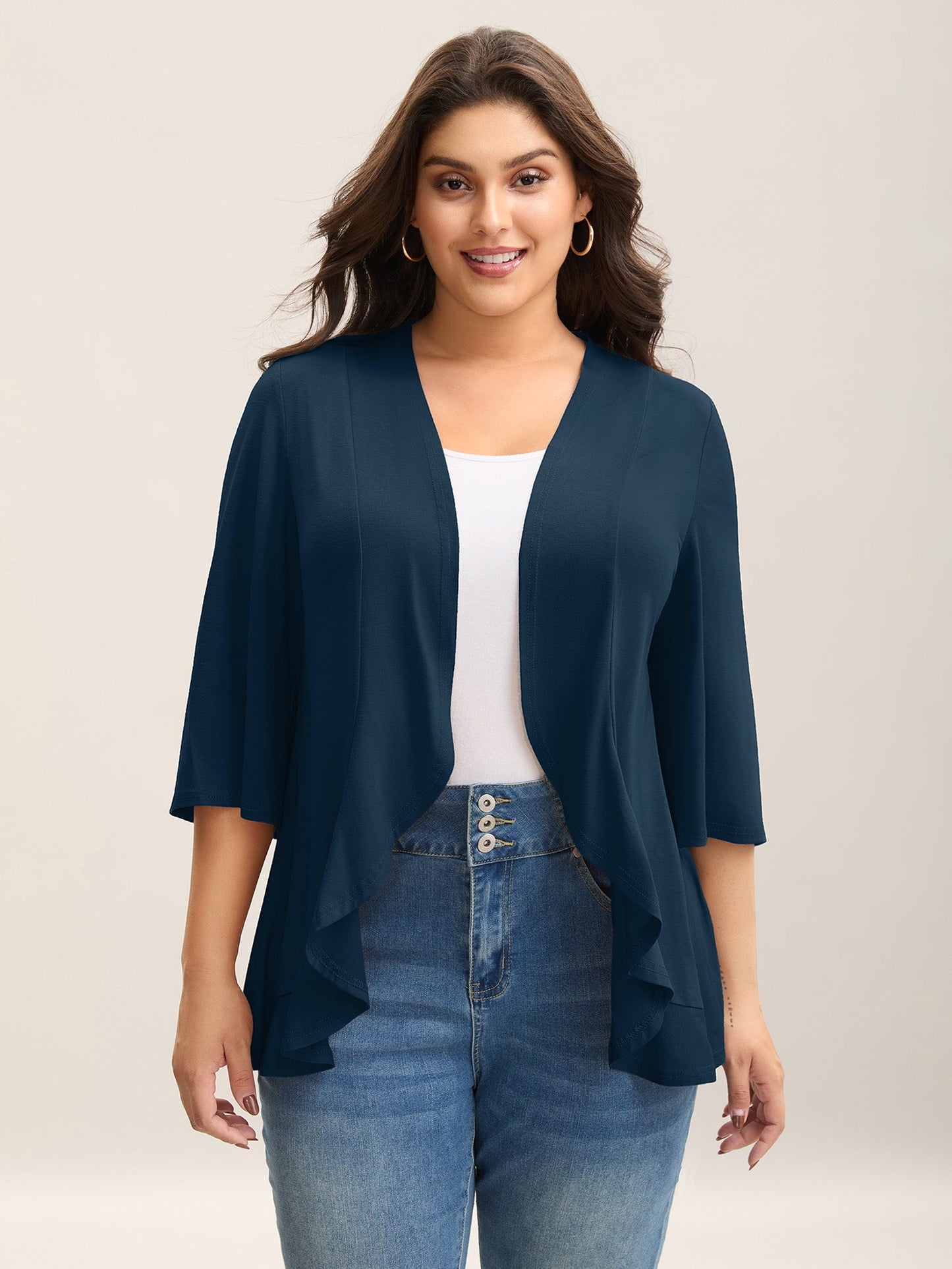 Lotus Hem Curvy Kimono Cover-Up