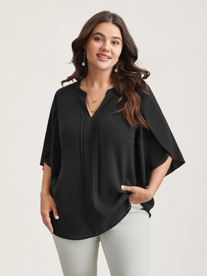 Petal Sleeve Toothpick Pleats Shirt