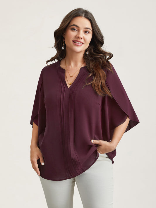 Petal Sleeve Toothpick Pleats Shirt