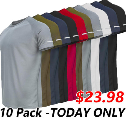 Men's solid color round neck sports breathable quick-drying T-shirt, Clearance Items 2024