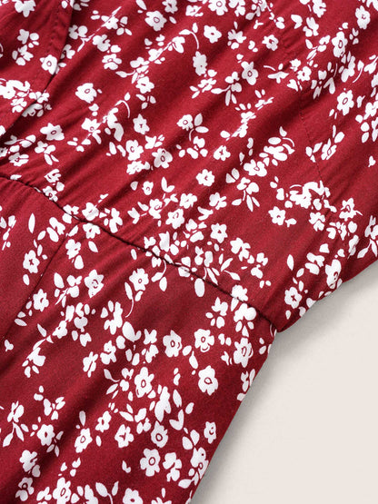 Bloom Dress - Flutter Sleeve Ditsy Floral Pocket Split Maxi Dress