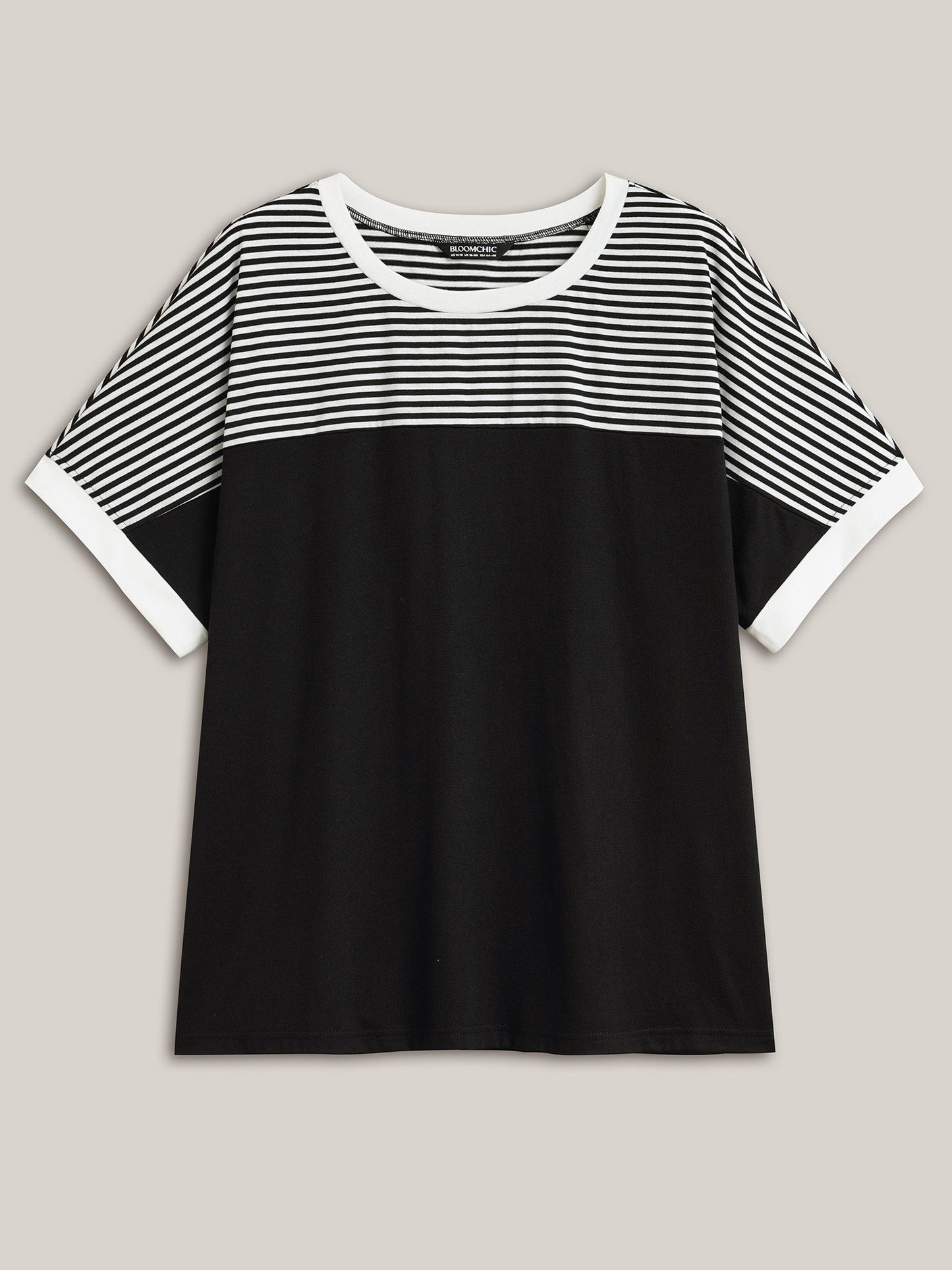 Solid and Striped Contrast Hem T-Shirt