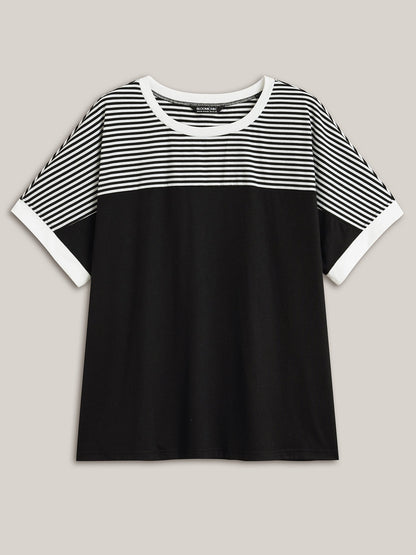 Solid and Striped Contrast Hem T-Shirt