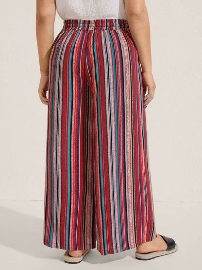 Boho Stripes Drawstring Wide-Leg Pants