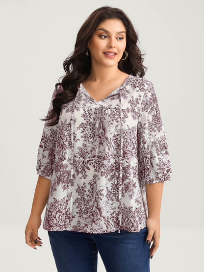 Artistic Print A-Line Blouse