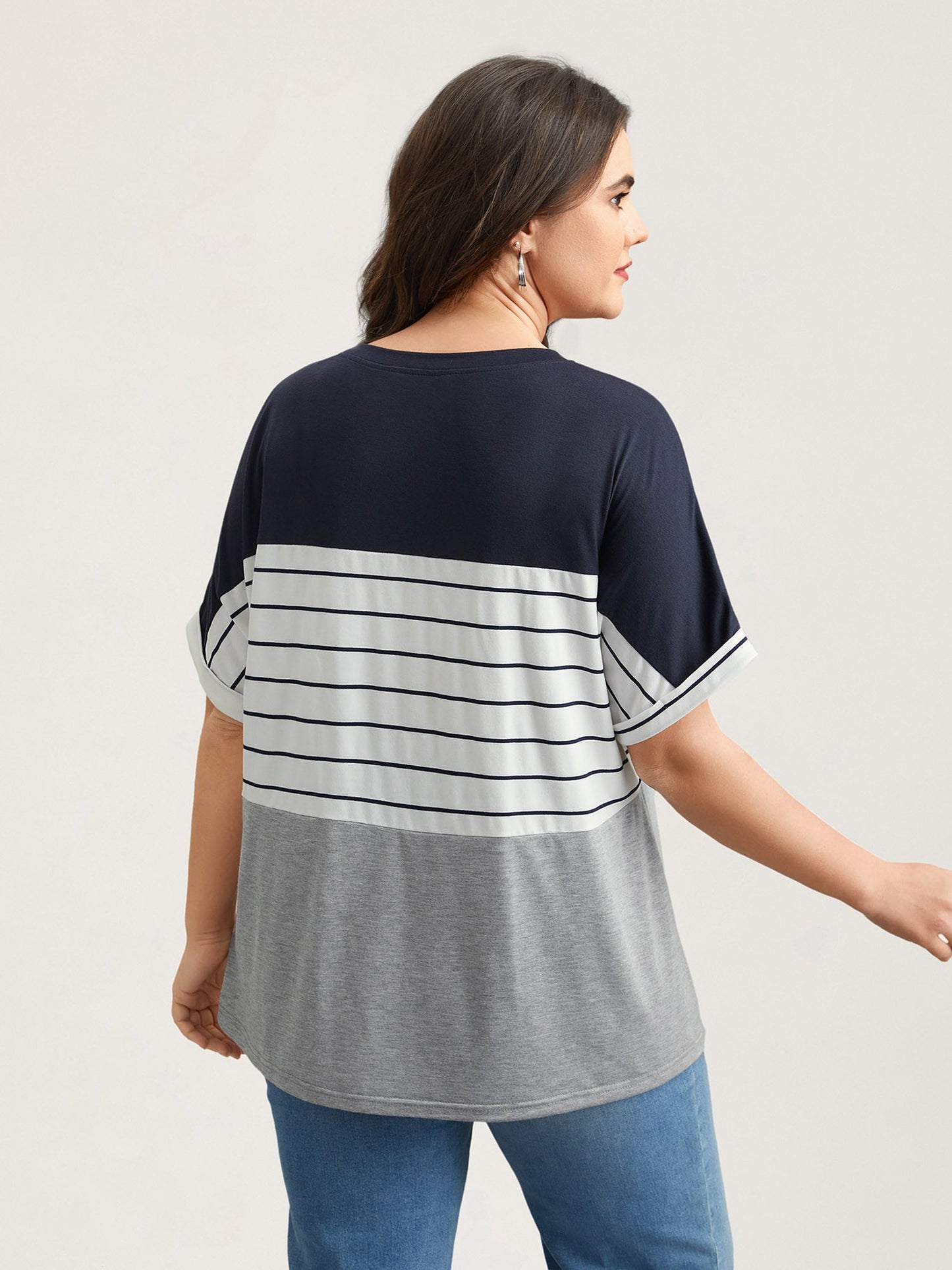 Color-Block Stretchy Stripes T-Shirt