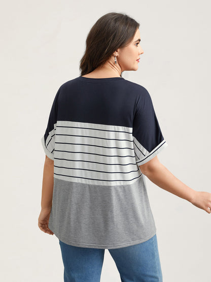Color-Block Stretchy Stripes T-Shirt