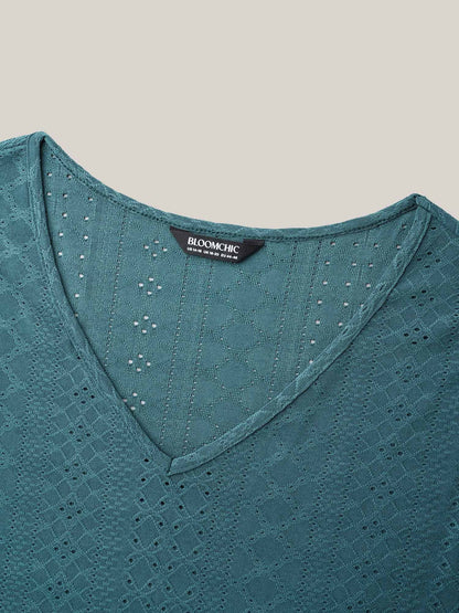 Jacquard Textured Lotus Leaf Sleeve Top