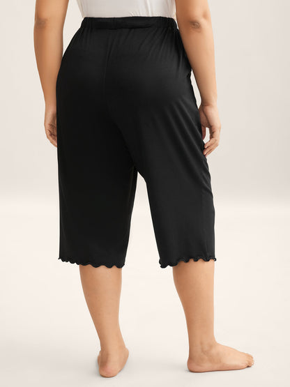 Supersoft Scalloped Hem Straight-Fit Lounge Bottoms