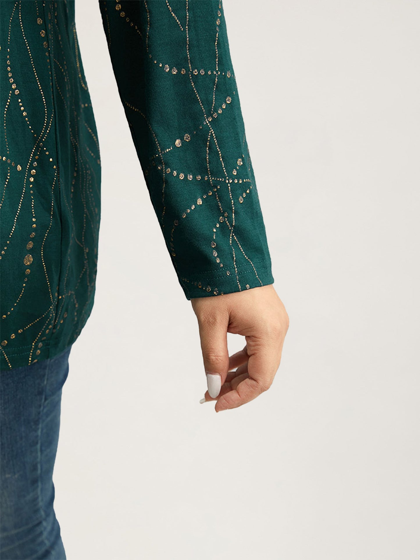 Polka Dot Contrast Round Neck T-shirt