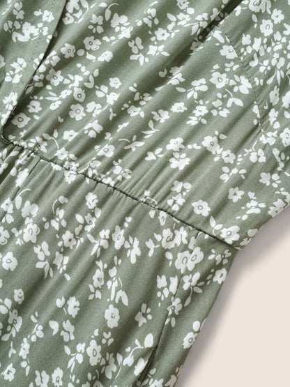 Bloom Dress - Flutter Sleeve Ditsy Floral Pocket Split Maxi Dress