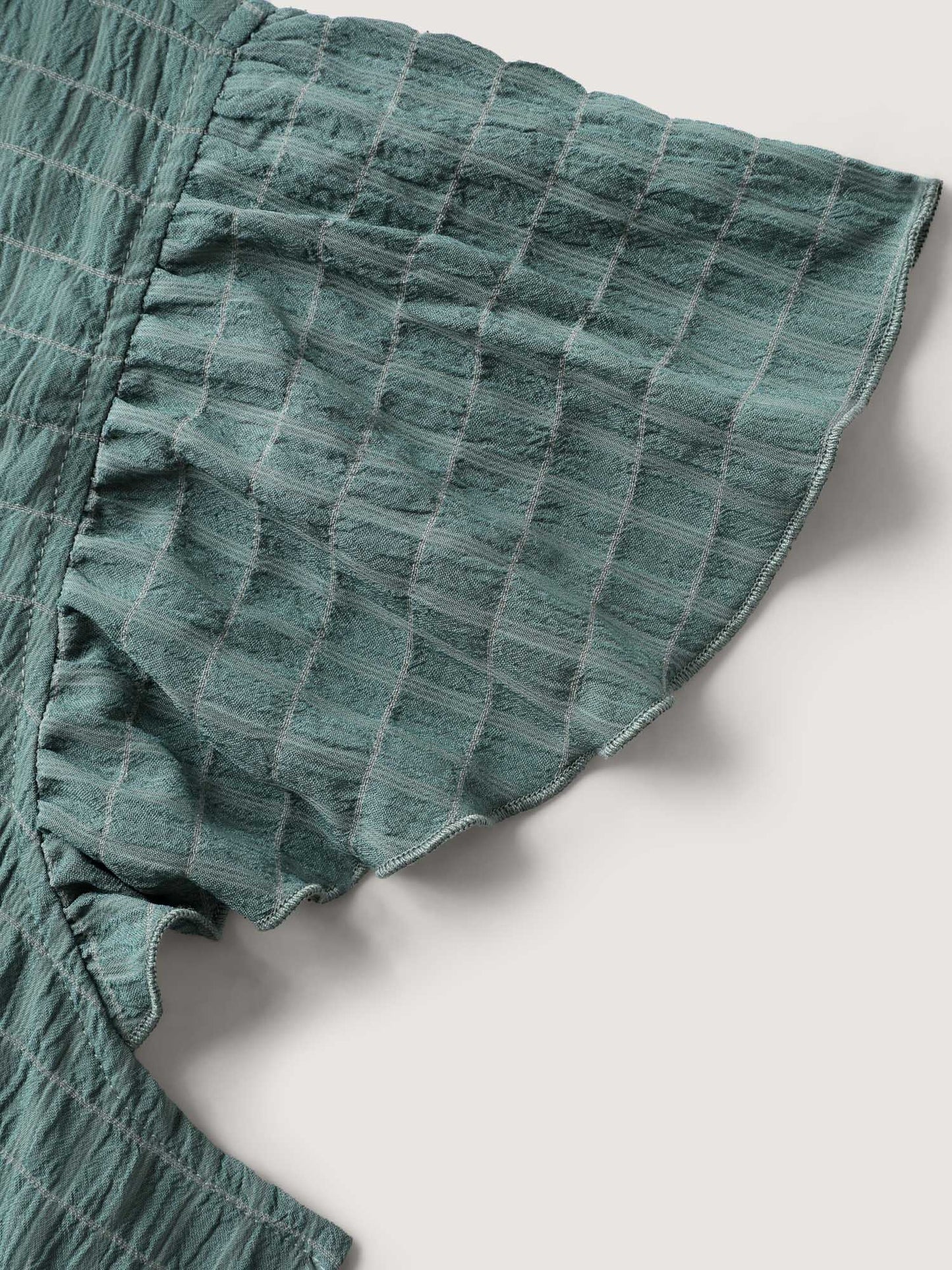 Textured Pockets Collar Flutter Sleeve Midi Dress