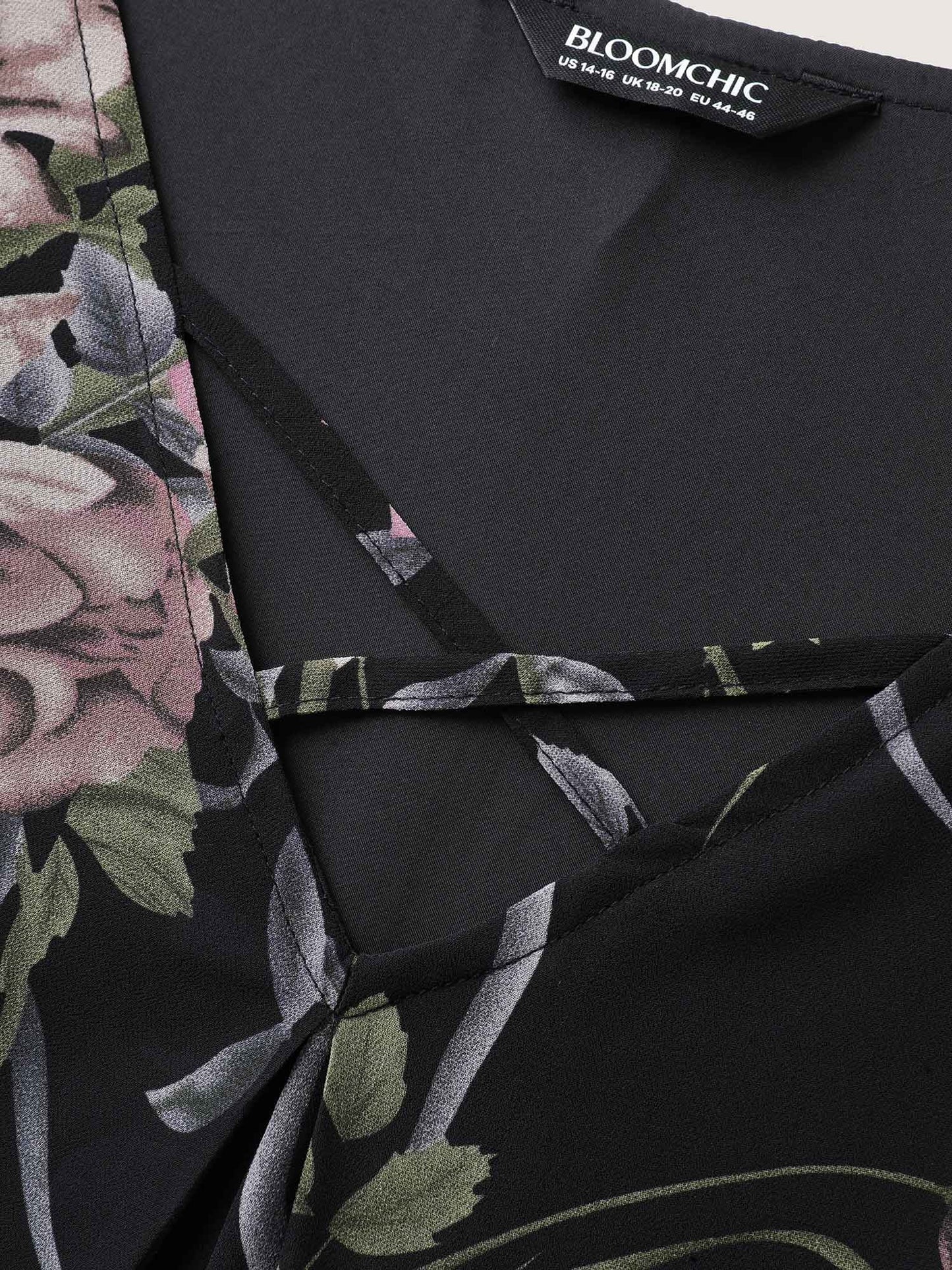 Chiffon Floral Crisscross Hanky Hem Blouse