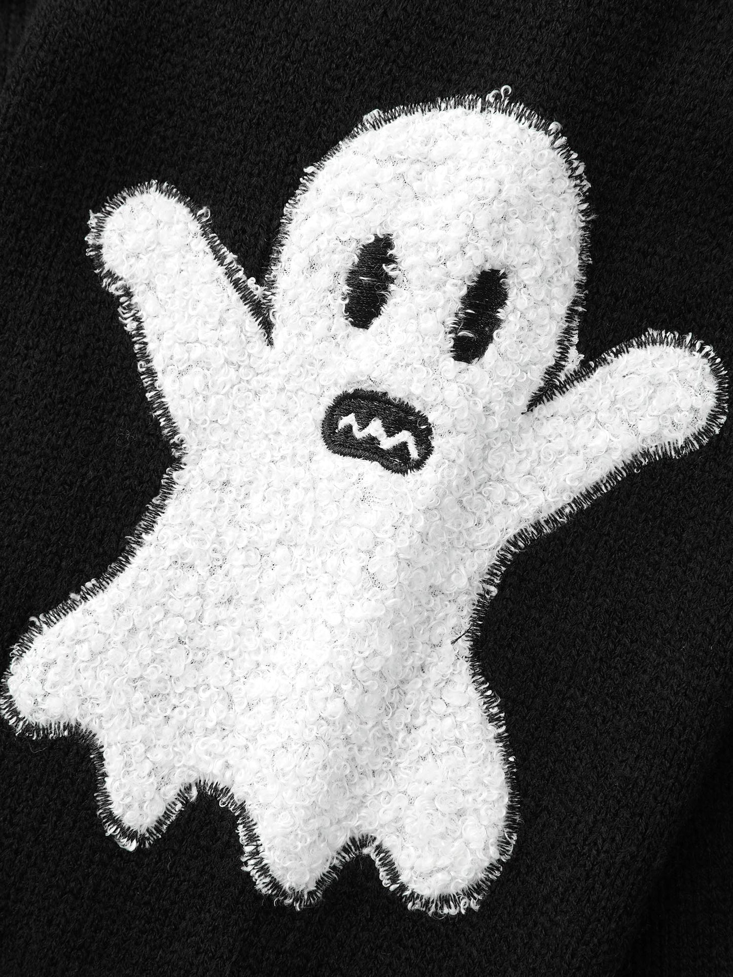 Pumpkin Ghost Embroidery Open Cardigan