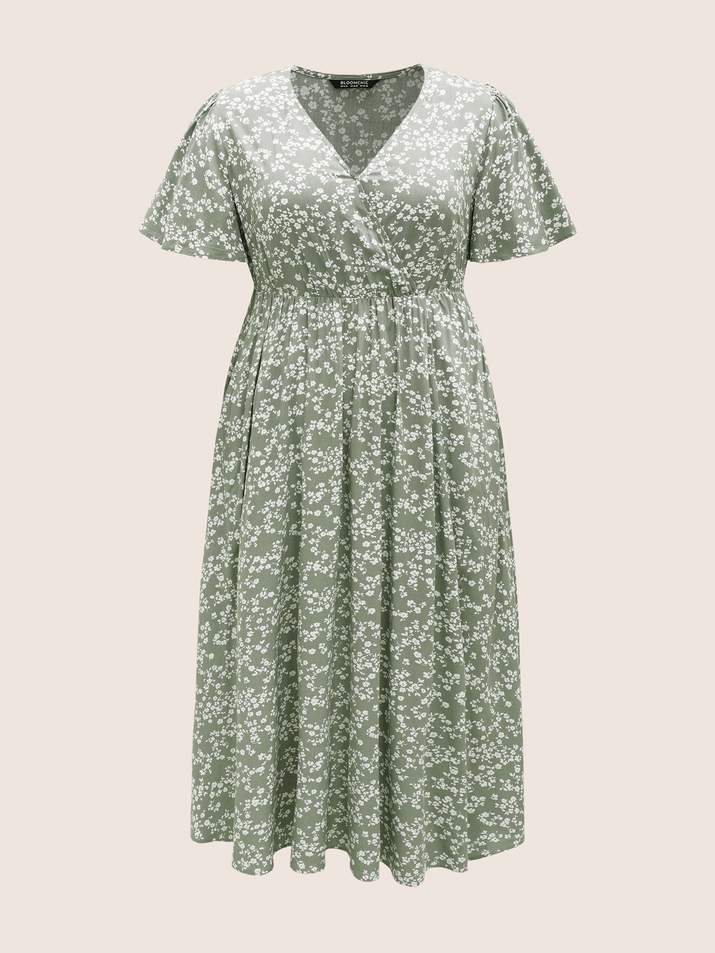 Bloom Dress - Flutter Sleeve Ditsy Floral Pocket Split Maxi Dress