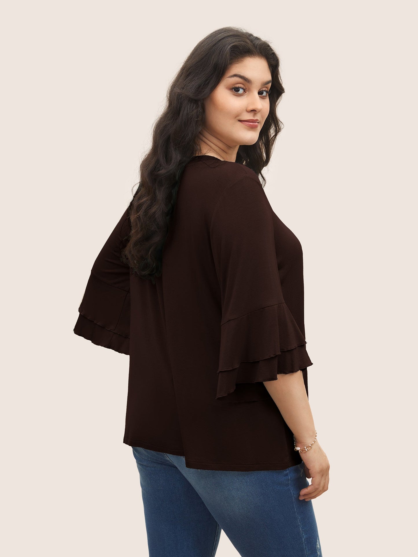 Supersoft Essentials Ruffle Layered Sleeve Pleated T-shirt