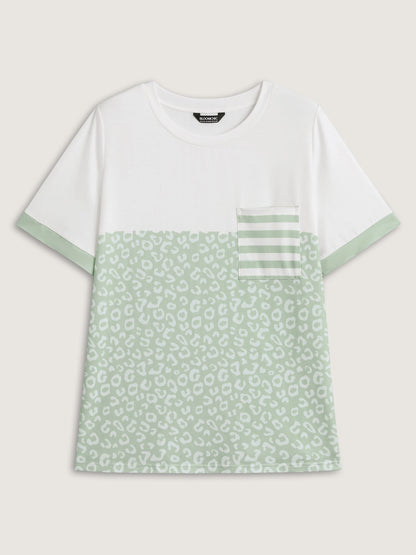 Leopard Print Color Contrast T-Shirt