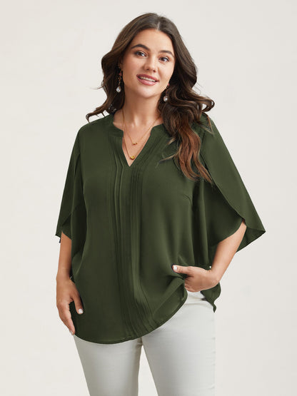 Petal Sleeve Toothpick Pleats Shirt