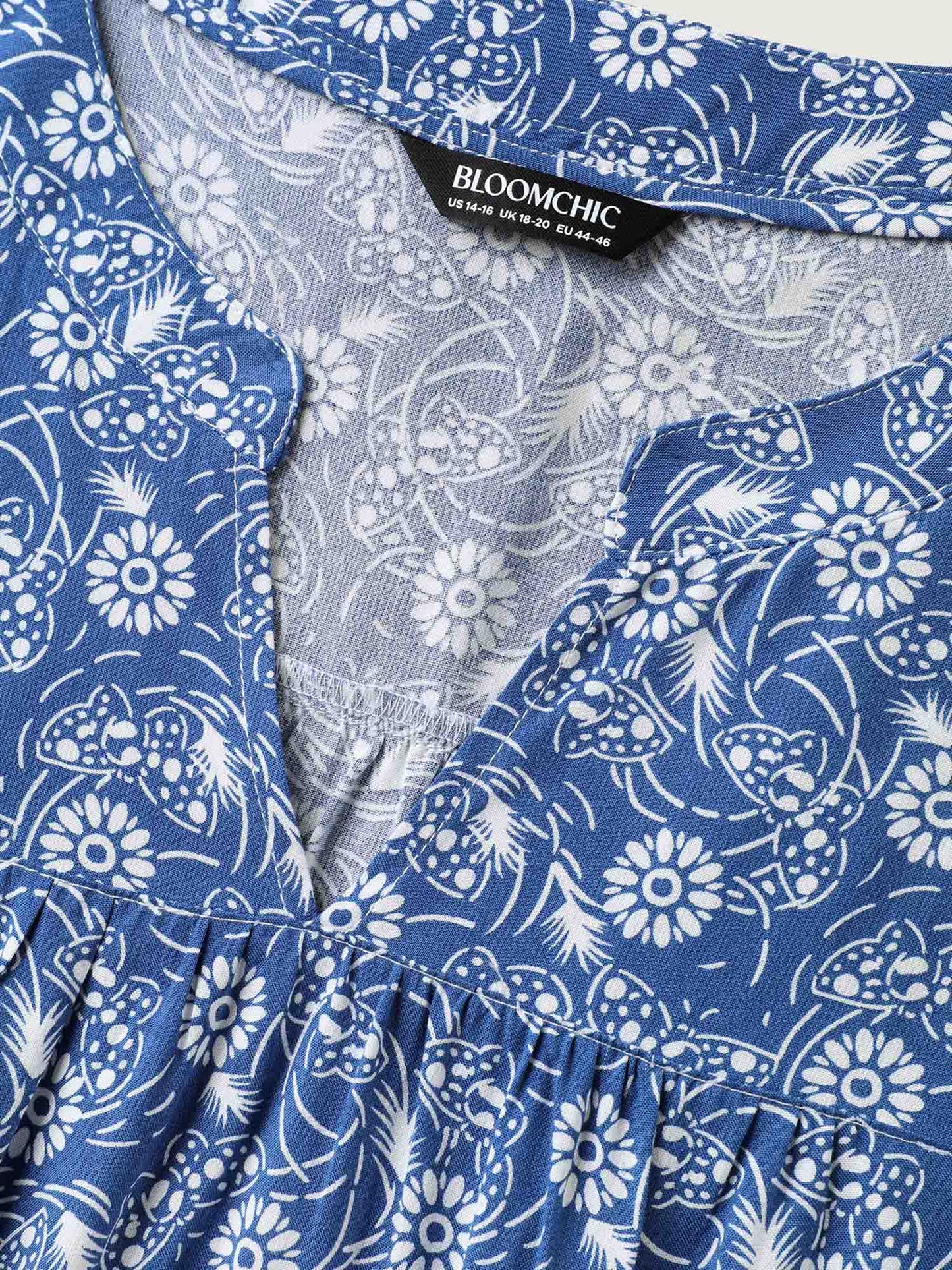 Floral Print Quarter Sleeve Blouse