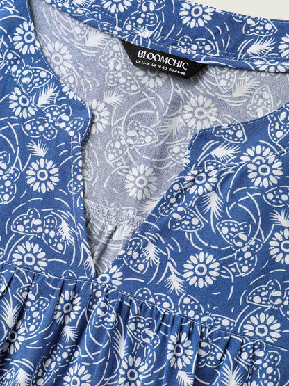 Floral Print Quarter Sleeve Blouse