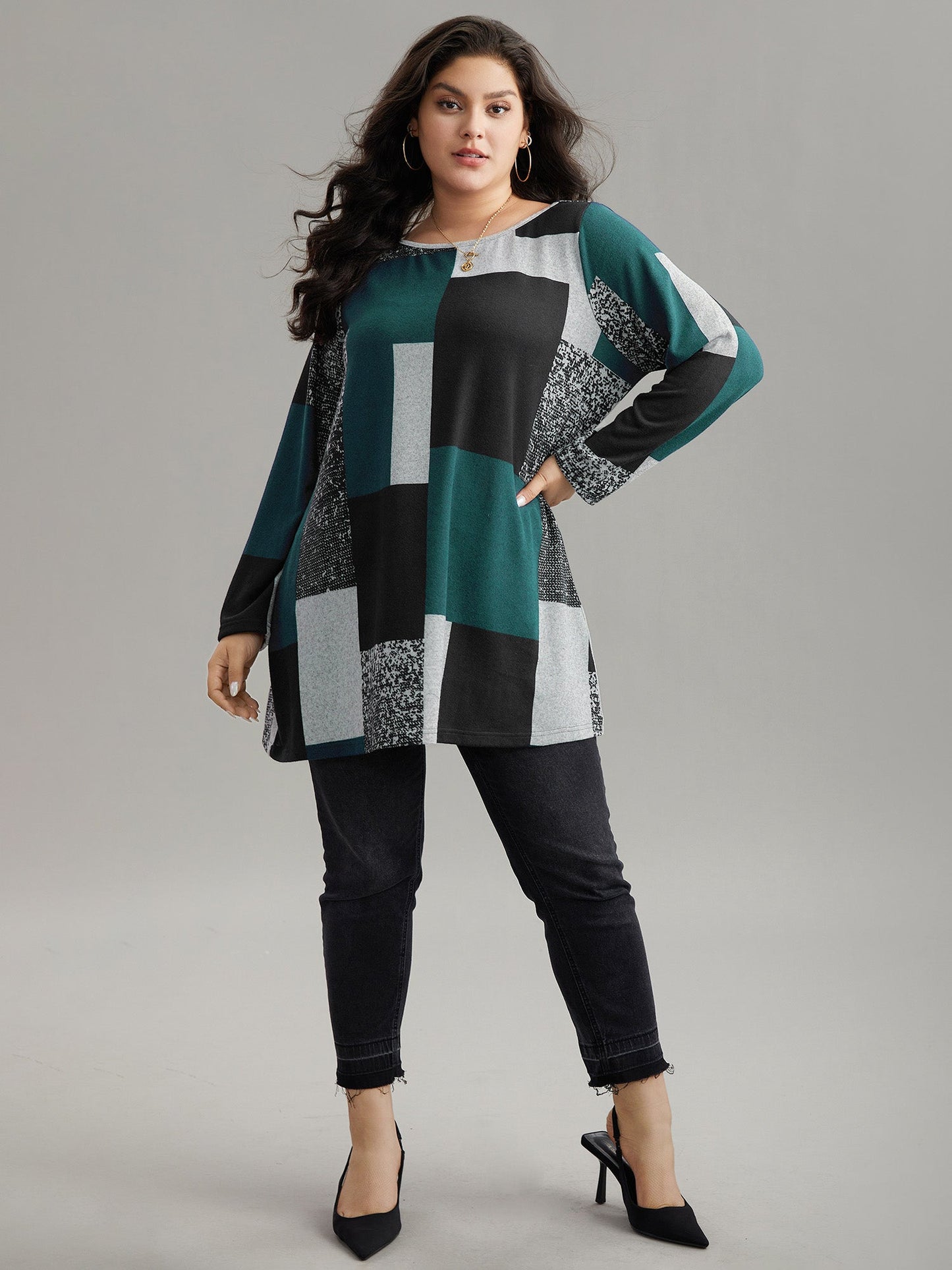 Colorblock Contrast Round Neck T-shirt