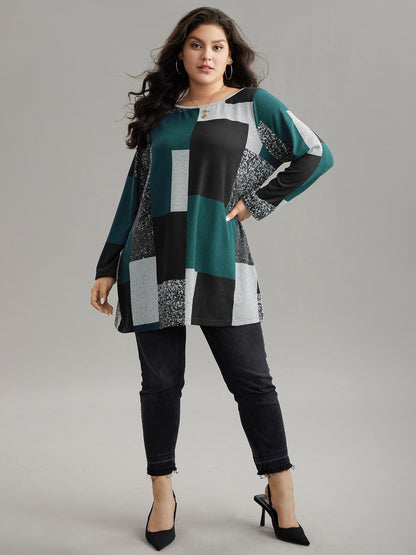 Colorblock Contrast Round Neck T-shirt