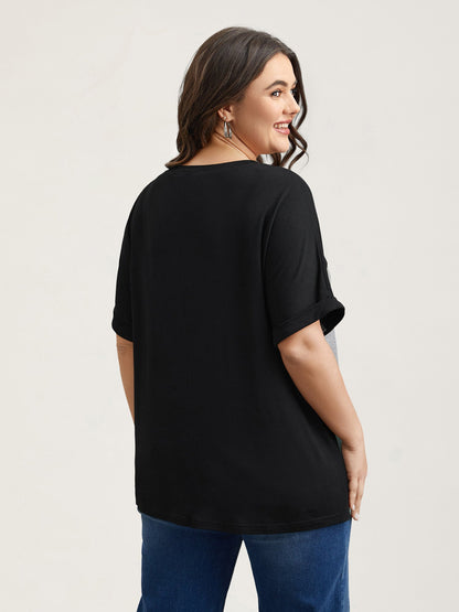 Color Block Dolman Sleeve T-Shirt