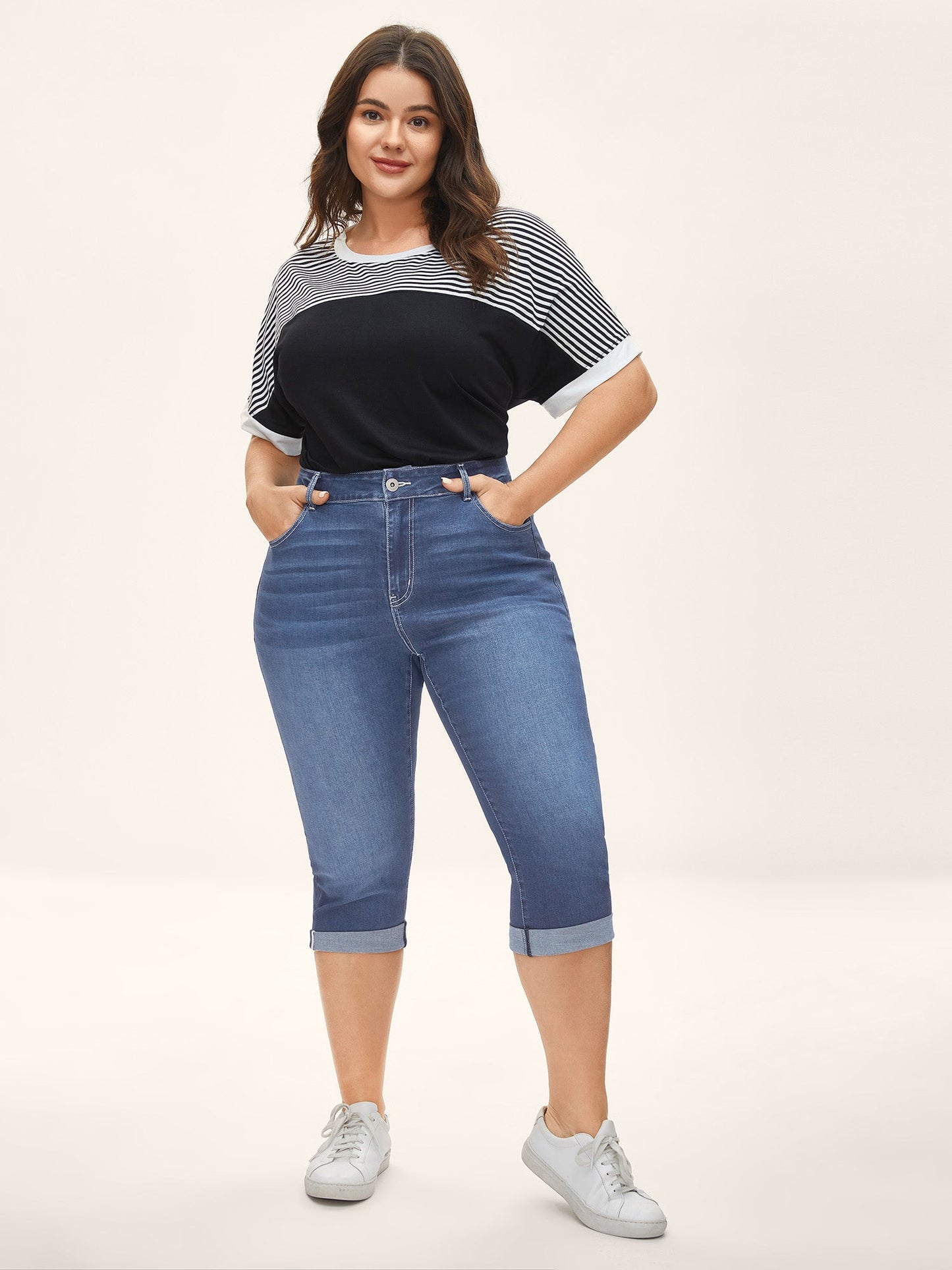 Whiskered Wash Crop Skinny-Fit Jeans