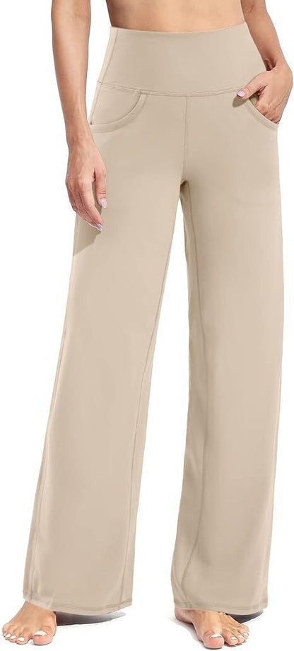 Women Wide Leg Pants with Pockets High Waist Stretch Dress Casual Swea