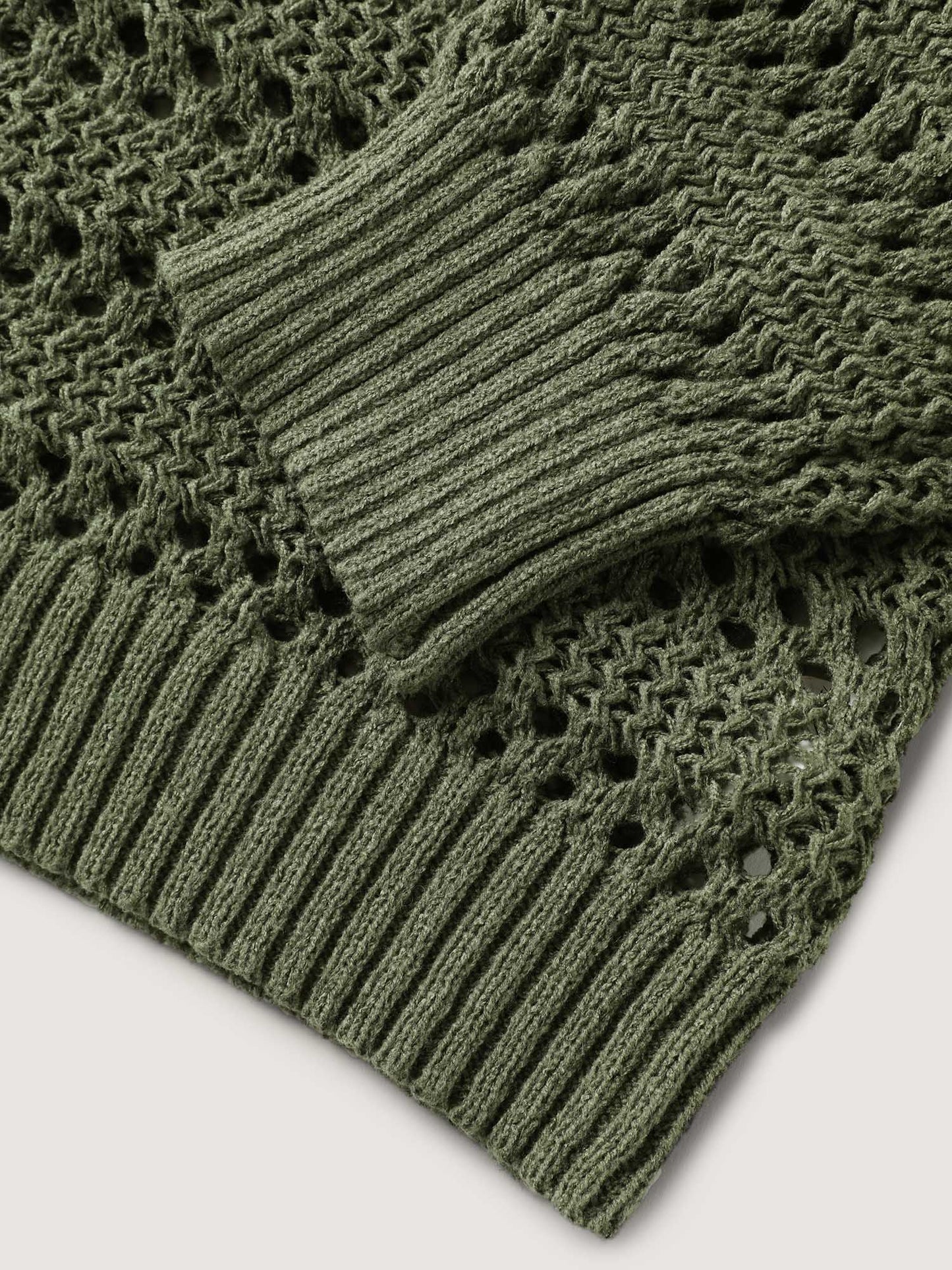 Cut-Out Textured Drop Shoulder Pullover