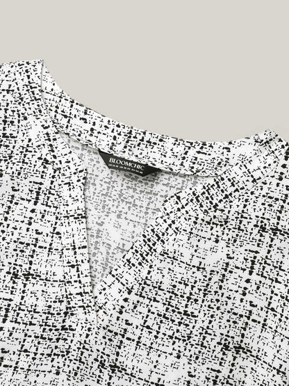 Geometric Print Puff Sleeve Blouse