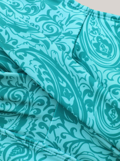 Paisley Print Twist Front Swim Dress