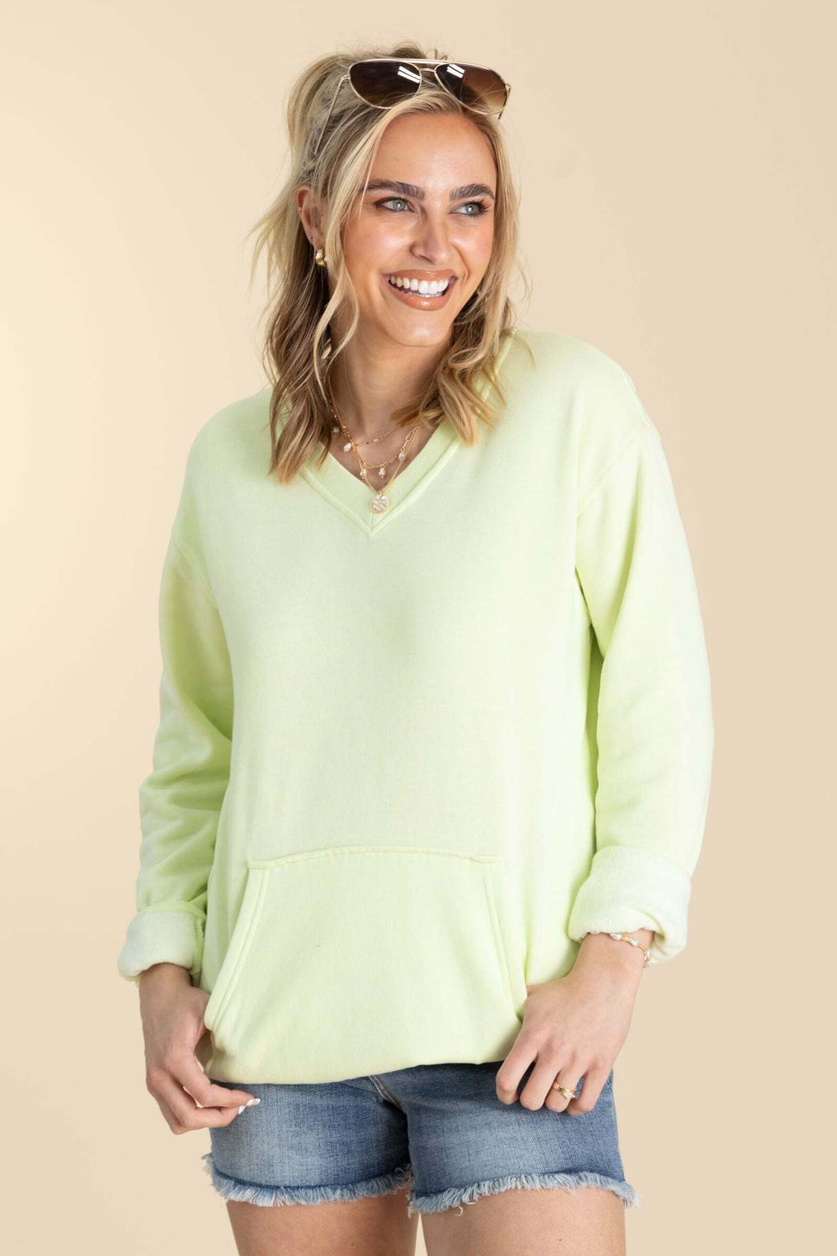 🔥 Your Favorite Is Back!Pigment Dyed Cozy Campfire V-Neck Sweatshir