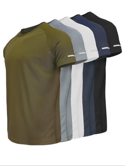 Men's solid color round neck sports breathable quick-drying T-shirt, Clearance Items 2024