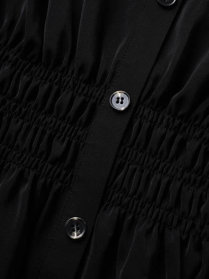 Shirt Collar Button Cuff Sleeve Blouse