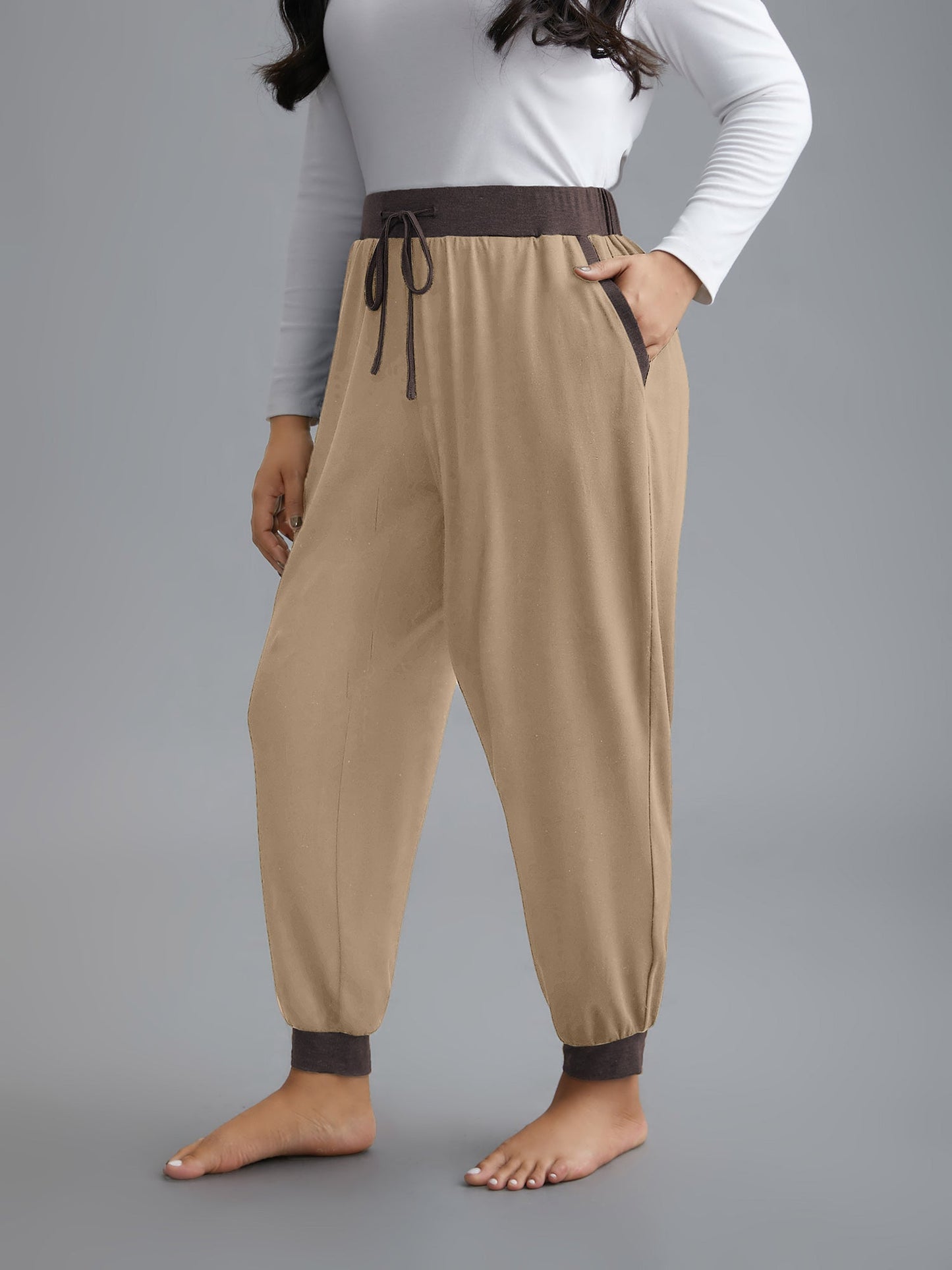 Contrast Drawstring Loungewear Bottoms